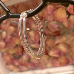 925 Stamped Sterling Silver Oval Hoop Earrings